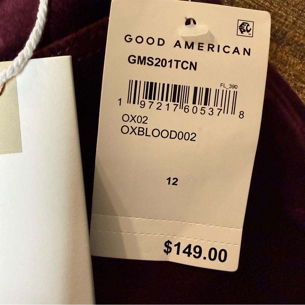 Good American Velvet OxBlood Burgundy Mini Skirt women’s sz 12 new nwt - Picture 7 of 10